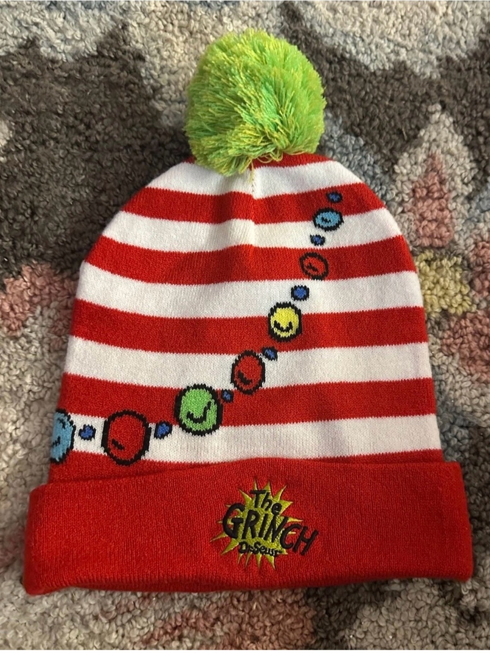 The Grinch Dr Seuss Beanie Hat Wonderful Christmas Red White Pom Universal 2023